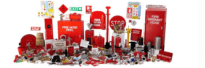 A picture various Fire fighting equipment by Fire Bazaar with white background