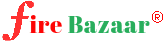 a new logo of fire bazaar with Red and green alphabets