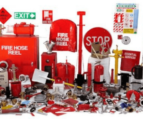 A picture various Fire fighting equipment by Fire Bazaar with white background